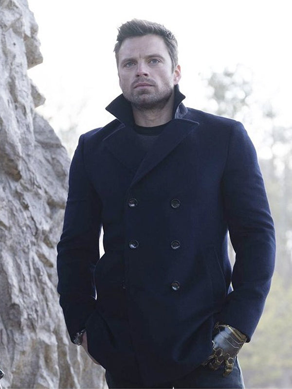 The Falcon And The Winter Soldier Sebastian Stan PeaCoat Free Shipping UK USA Canada