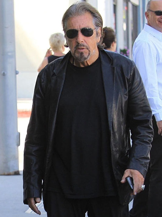 The Irishman Al Pacino Black Leather Coat Easter sale