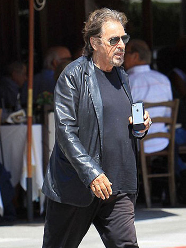 The Irishman Al Pacino Black Leather Coat New Year Sale