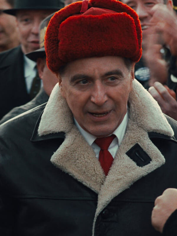 The Irishman Jimmy Hoffa Al Pacino Leather Shearling Jacket Hot Sale