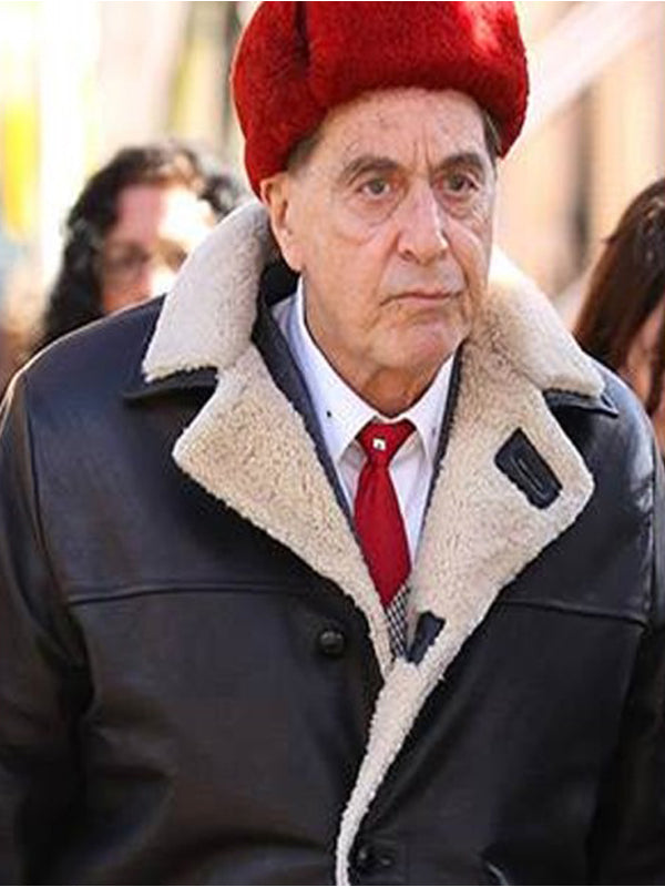 The Irishman Jimmy Hoffa Al Pacino Leather Shearling Jacket New Year Sale