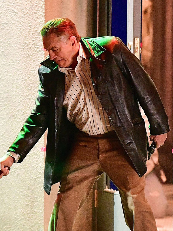 The Irishman Robert De Niro Mob Hit Brown Leather Coat Black Friday Sale