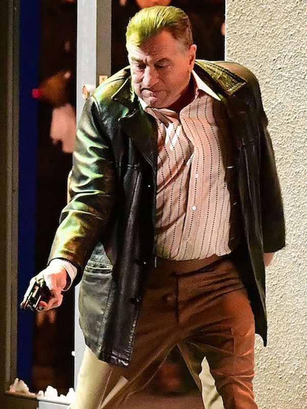 The Irishman Robert De Niro Mob Hit Brown Leather Coat Sale