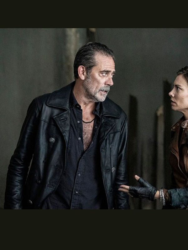 The Walking Dead City Negan Black Leather Coat Free Shipping UK USA Canada
