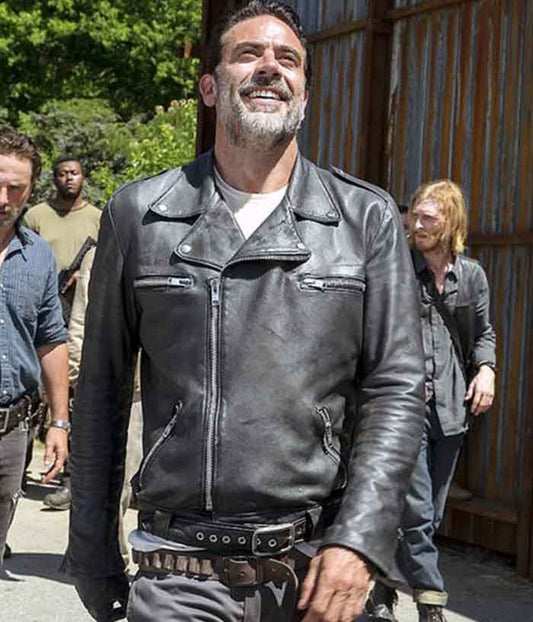 The Walking Dead Jeffrey Dean Morgan Negan Leather Jacket Halloween Costume
