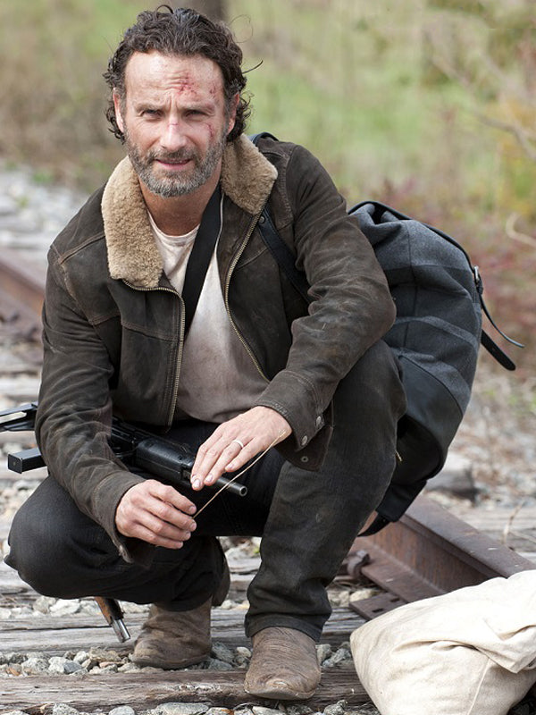 The Walking Dead Rick Grimes Brown Suede Jacket on Sale