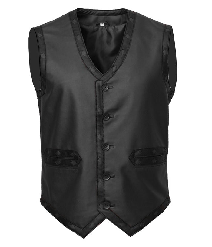 The Warriors Movie Black Leather Biker Vest Shop now