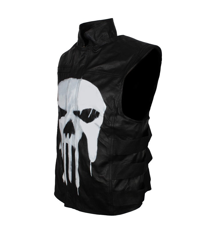 Thomas Jane The Punisher Tactical Black Leather Vest Cosplay Costume