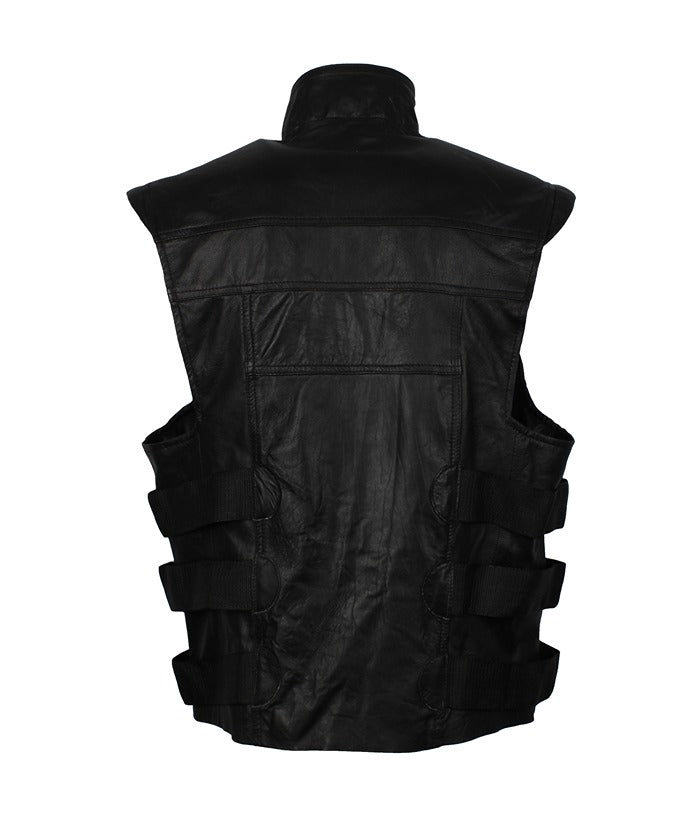 Thomas Jane The Punisher Tactical Black Leather Vest Free Shipping UK USA Canada