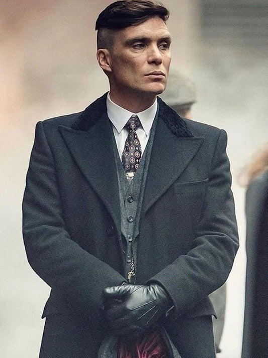 Thomas Shelby Peaky Blinders Classic Gray Wool Coat TV Series Costume