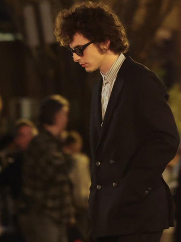 Timothee Chalamet A Complete Unknown Black Wool Peacoat Free Shipping UK USA Canada