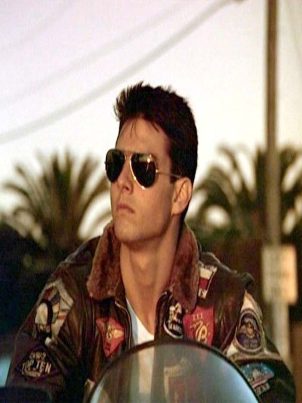 Tom Cruise Top Gun Brown Bomber Leather Jacket Easter Sale