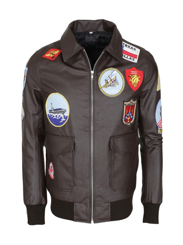 Tom Cruise Top Gun Brown Bomber Leather Jacket Sale Winter Buy Now