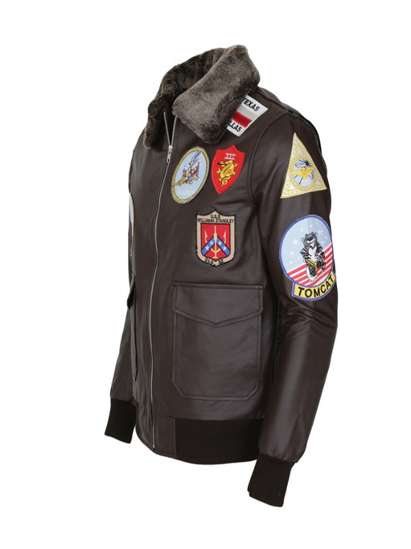 Tom Cruise Top Gun Brown Bomber Leather Jacket UK USA Australia Free Shipping