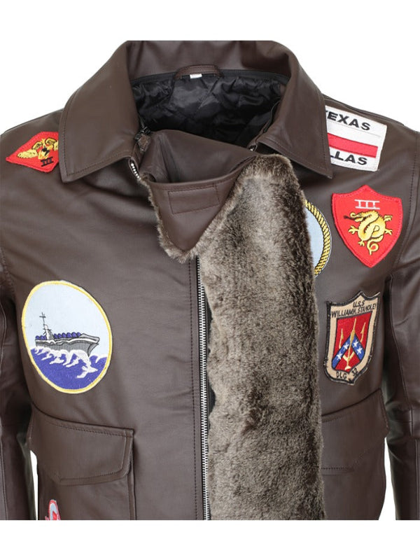 Tom Cruise Top Gun Brown Bomber Leather Jacket