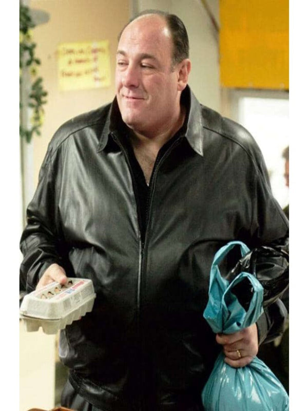 Tony Soprano The Sopranos Black Leather Jacket Christmas Sale