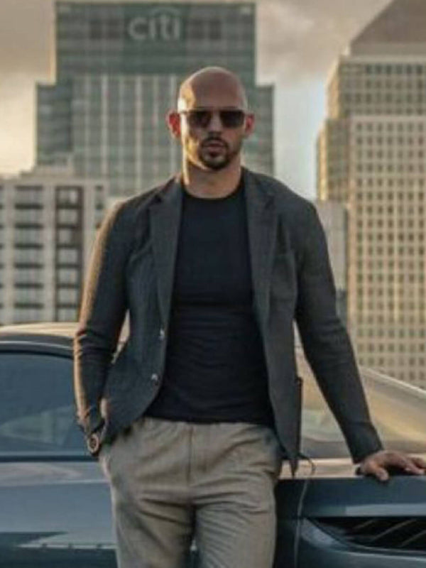 Top G Andrew Tate Gray Cobra Wool Blazer Free Shipping UK USA Canada
