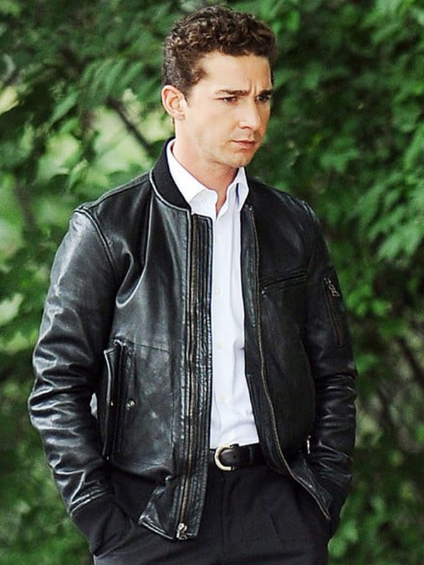 Wall Street Money Never Sleeps Shia LaBeouf Bomber Leather Jacket Free Shipping UK USA Canada