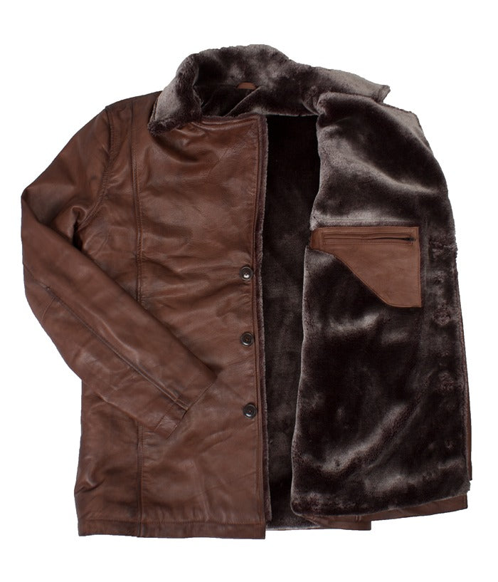 X-Men Origins Wolverine Brown Shearling Leather Coat Buy now Sale online Hugh Jackman Jacket