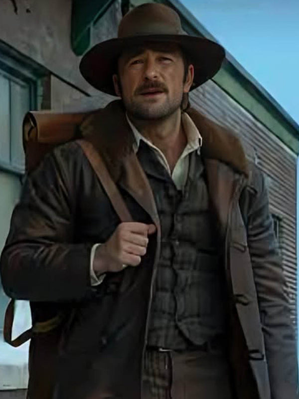 Yellowstone Cowboy 1923 Brandon Sklenar Brown Leather Coat Sale