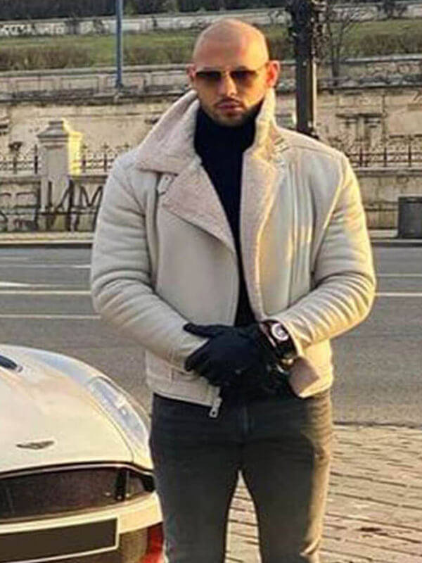 Andrew Tate Top G White Shearling Fur Jacket