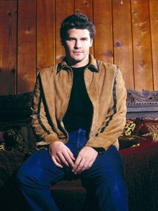 Angel David Boreanaz Brown Suede Leather Jacket
