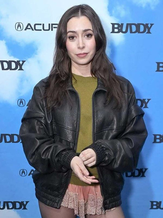Buddy 2026 Cristin Milioti Black Leather Jacket