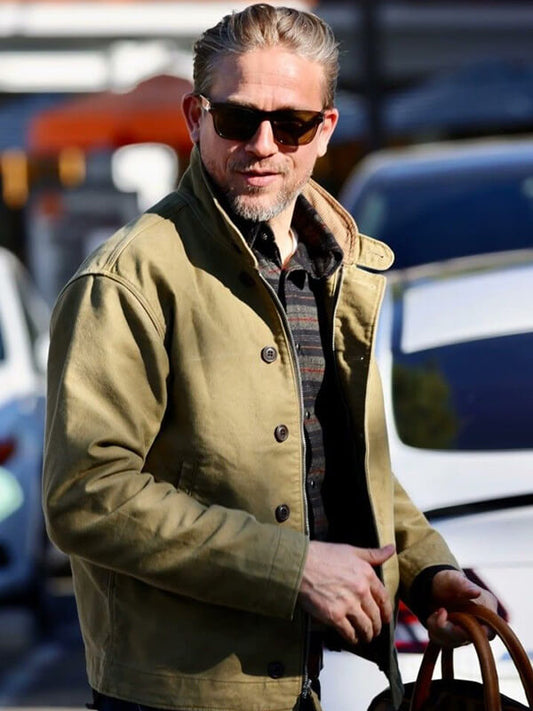 Charlie Hunnam Khaki Cotton jacket