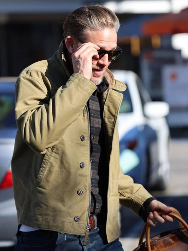 Charlie Hunnam Khaki Cotton jacket