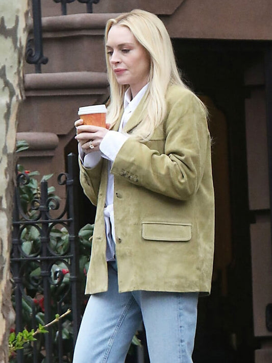 Count My Lies 2026 Lindsay Lohan Suede Blazer