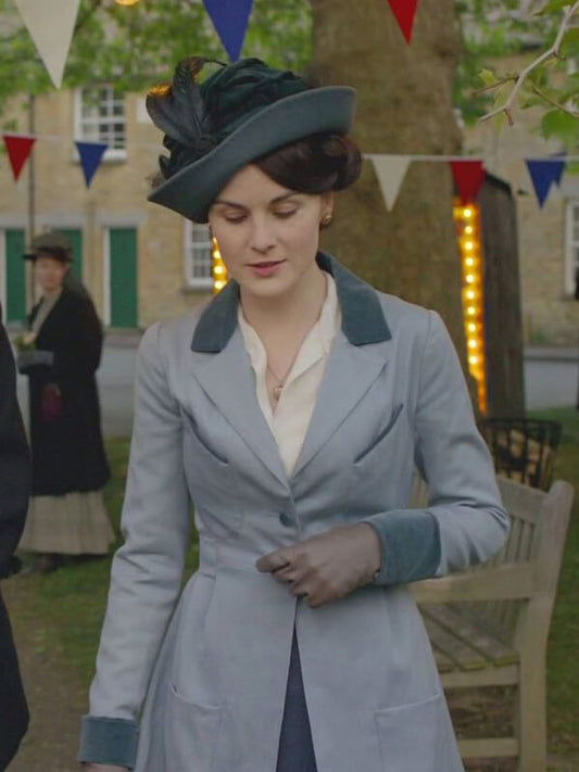 Downton Abbey Lady Mary Crawley Blue Wool Coat