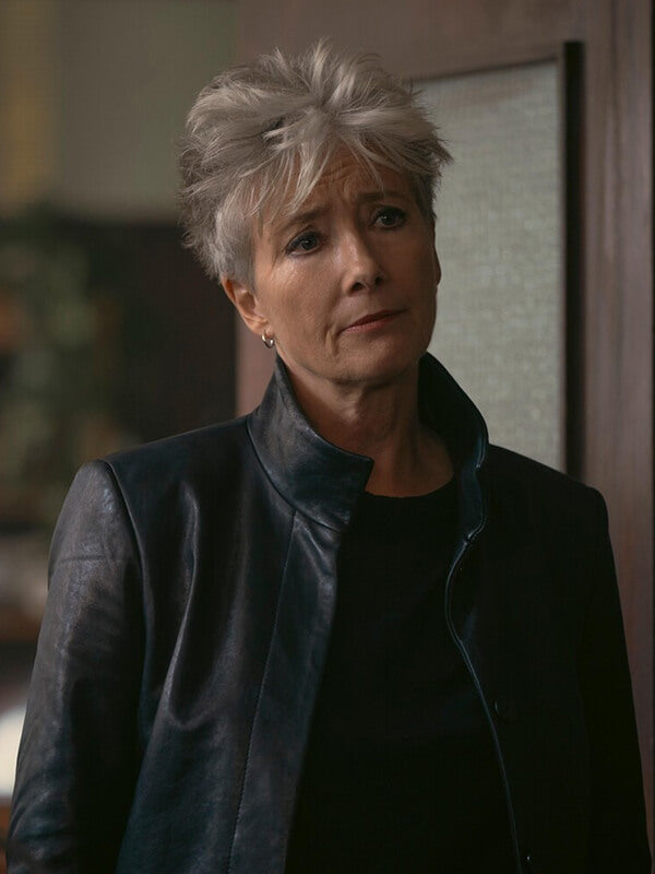 Emma Thompson Down Cemetery Road 2025 Leather Coat