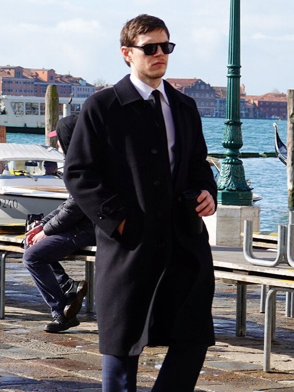 Evan Peters The Beauty 2026 Black Wool Coat