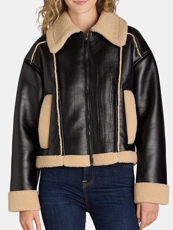 Gilmore Girls Lorelai Gilmore Black Leather Shearling Jacket