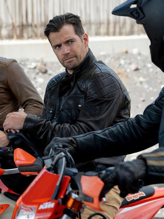 Henry Cavill In the Grey 2026 Black Leather Jacket