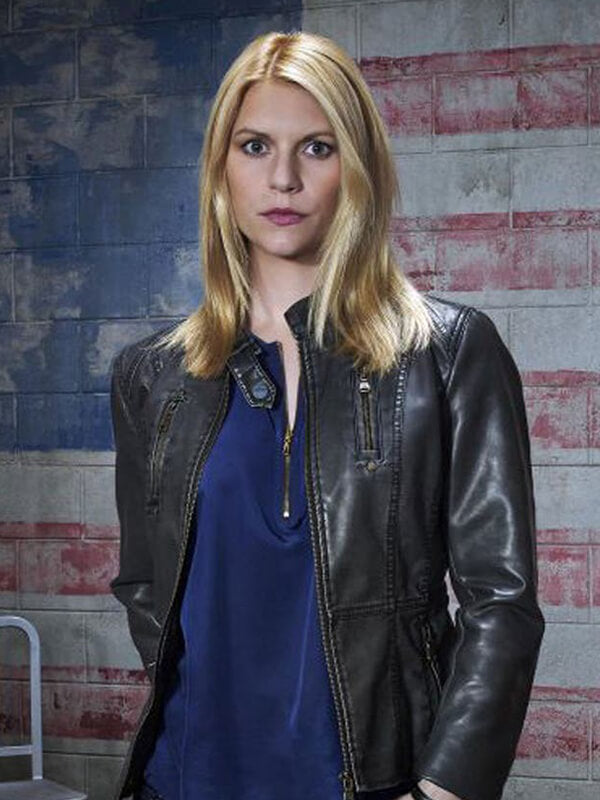 Homeland S08 Claire Danes Black Leather Jacket