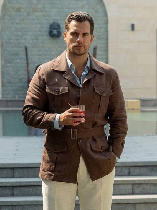 In The Grey 2026 Henry Cavill Brown Wool Jacket