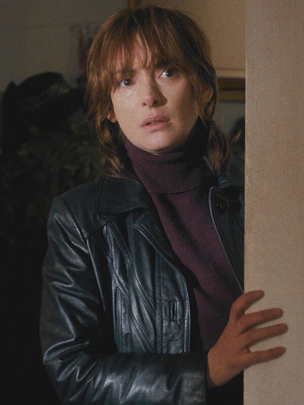 Joyce Byers Stranger Things S01 Black Leather Coat