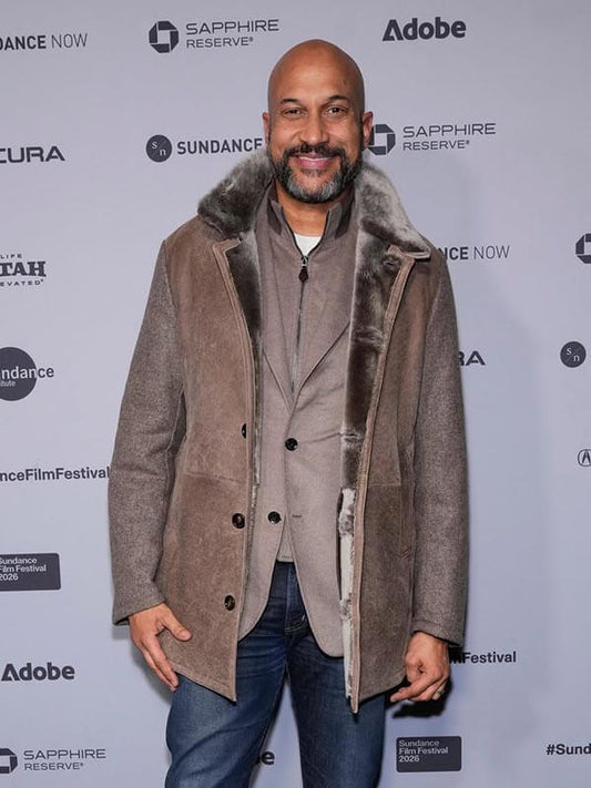 Keegan-Michael Key Buddy 2026 Suede Shearling Coat