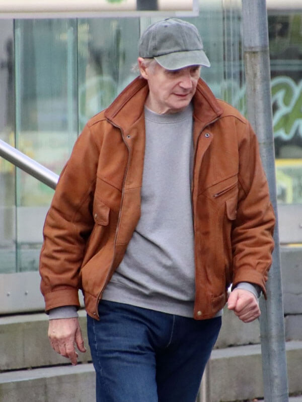 Liam Neeson 4 Kids Walk Into a Bank Suede Jacket