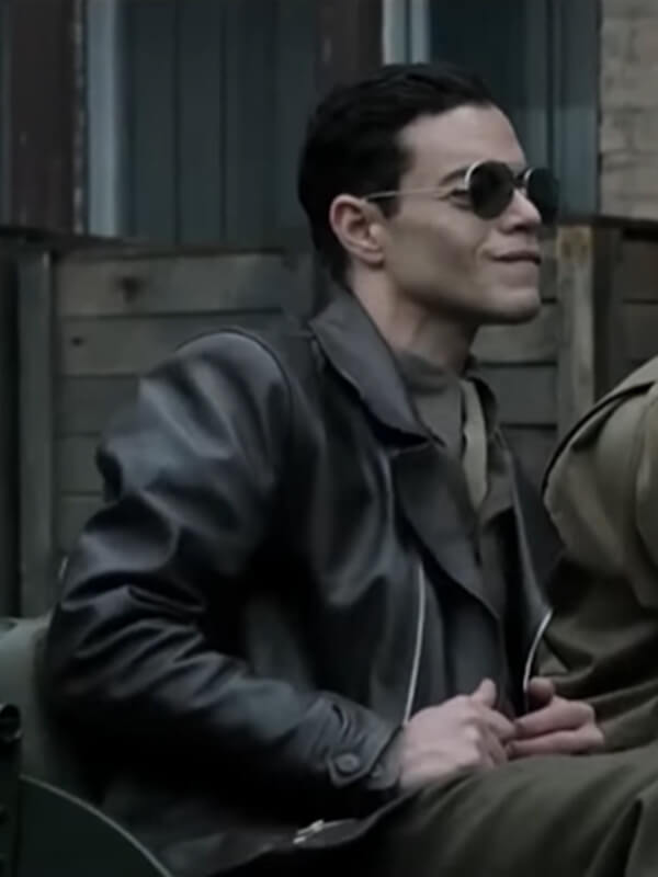 Nuremberg 2025 Rami Malek Brown Leather Jacket
