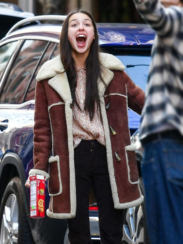 Olivia Rodrigo Brown Suede Shearling Coat