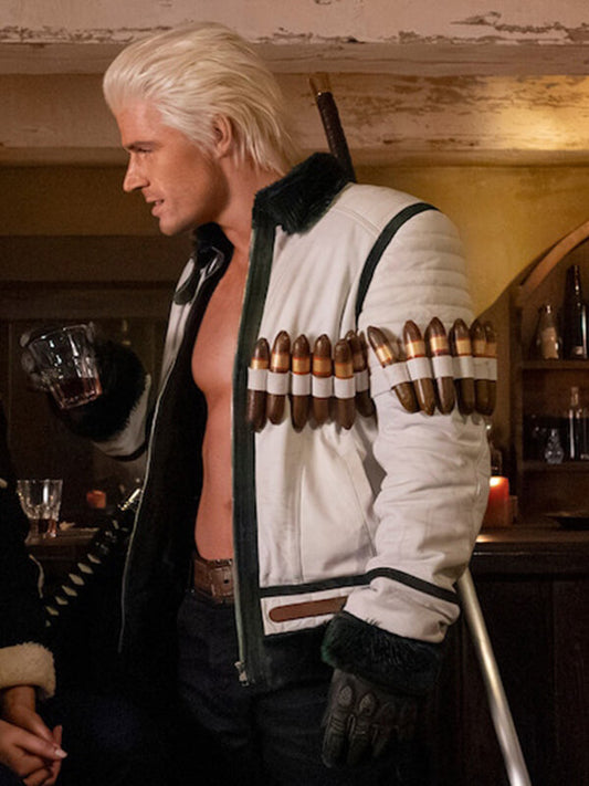 One Piece So2 Smoker White Leather Jacket