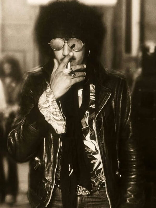 Phil Lynott Biker Black Leather Jacket