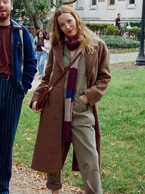 Poetic License 2025 Leslie Mann Brown Wool Coat