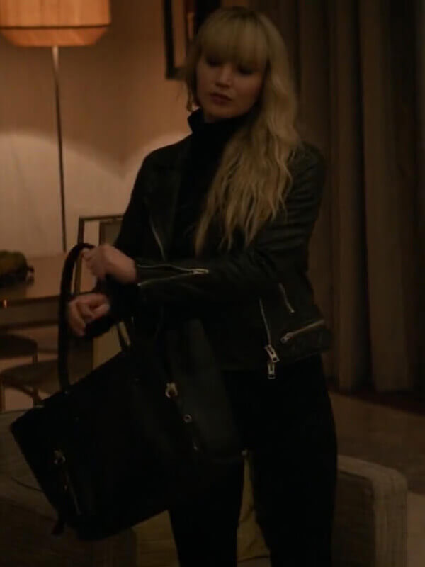 Red Sparrow Jennifer Lawrence Black Biker Jacket