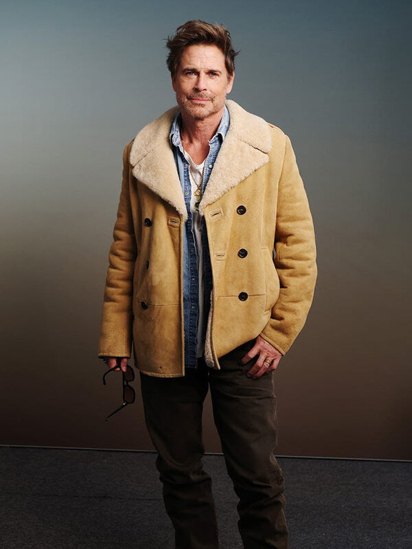 Rob Lowe The Musical 2026 Suede Shearling Jacket