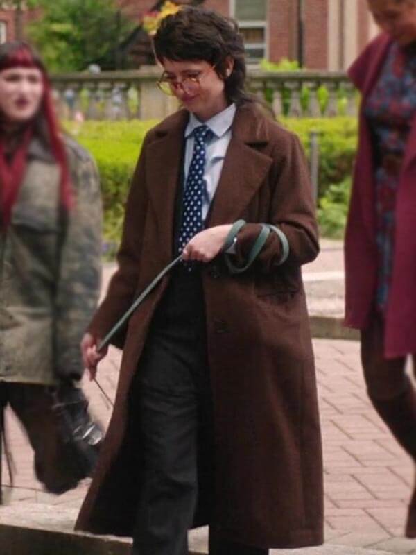 Roommates 2026 Sarah Sherman Brown Wool Coat