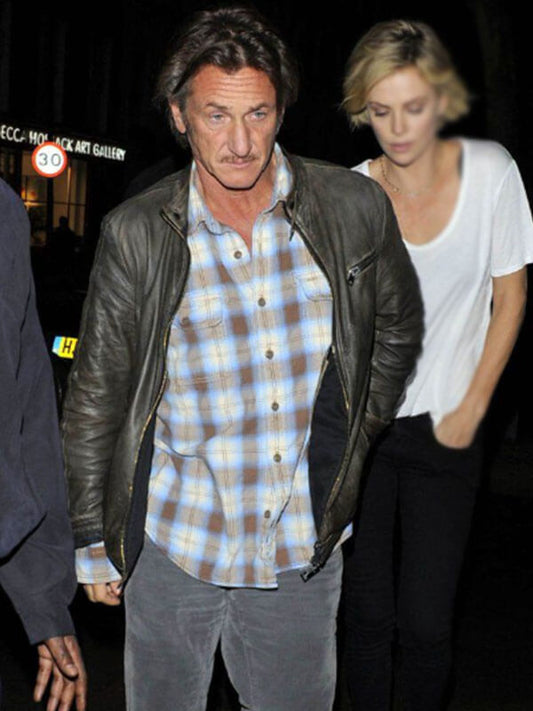 Sean Penn Brown Leather Distressed Jacket