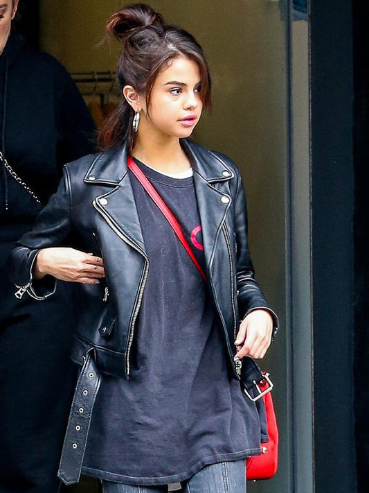 Selena Gomez Black Leather Jacket